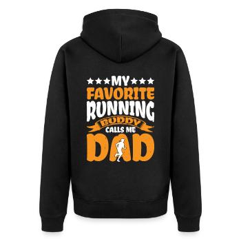 My Favorite Running Buddy Calls Me Dad 3 - Unisex Premium Organic Zip Hoodie - black - Back - Nico (187cm)