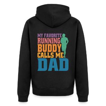My Favorite Running Buddy Calls Me Dad 2 - Unisex Premium Organic Zip Hoodie - black - Back - Nico (187cm)