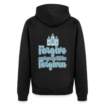 Forgive And You Will Be Forgiven 4 - Unisex Premium Bio Zip Hoodie - Schwarz - Hinten - Nico (187cm)