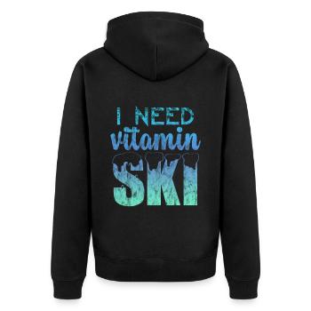 I Need Vitamin Ski 3 - Unisex Premium Organic Zip Hoodie - black - Back - Nico (187cm)
