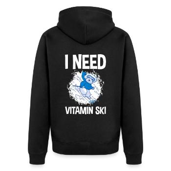 I Need Vitamin Ski 4 - Unisex Premium Organic Zip Hoodie - black - Back - Nico (187cm)