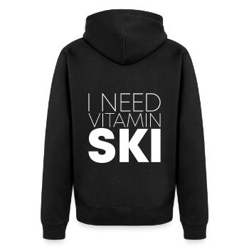 I Need Vitamin Ski - Unisex Premium Organic Zip Hoodie - black - Back - Nico (187cm)