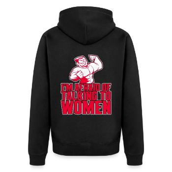 I'm Afraid Of Talking To Women 4 - Unisex Premium Bio Zip Hoodie - Schwarz - Hinten - Nico (187cm)