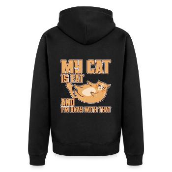 My Cat Is Fat And I'm Okay With That 4 - Unisex Premium Organic Zip Hoodie - black - Back - Nico (187cm)
