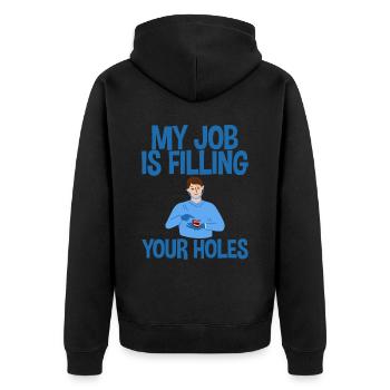 Mon travail consiste à combler vos trous 2 - Veste à capuche bio Premium Unisexe - noir - Dos - Nico (187cm)