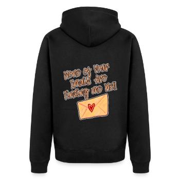 None Of Your Emails Are Finding Me Well 2 - Unisex Premium Organic Zip Hoodie - black - Back - Nico (187cm)