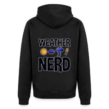 Weather Nerd 2 - Unisex Premium Organic Zip Hoodie - black - Back - Nico (187cm)
