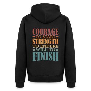 Courage To Start, Strength Endure, Will To Finish5 - Unisex Premium Organic Zip Hoodie - black - Back - Nico (187cm)