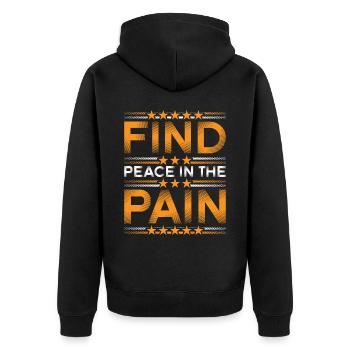 Find Peace In The Pain 17 - Unisex Premium Bio Zip Hoodie - Schwarz - Hinten - Nico (187cm)