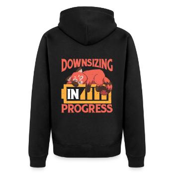 Downsizing In Progress 24 - Unisex Premium Bio Zip Hoodie - Schwarz - Hinten - Nico (187cm)