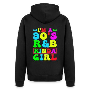 Je suis une R’B Kinda Girl des années 90 20 - Veste à capuche bio Premium Unisexe - noir - Dos - Nico (187cm)