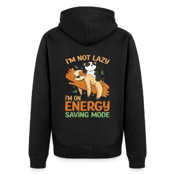 Je ne suis pas paresseux Je suis en mode d’économie d’énergie 4 - Veste à capuche bio Premium Unisexe - noir - Dos - Nico (187cm)