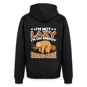 I'm Not Lazy I'm On Energy Saving Mode 6 - Unisex Premium Bio Zip Hoodie - Schwarz - Hinten - Nico (187cm)