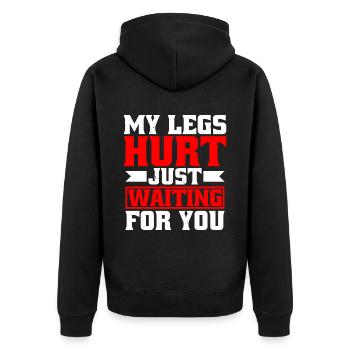 Mes jambes me font mal juste en attendant toi 22 - Veste à capuche bio Premium Unisexe - noir - Dos - Nico (187cm)
