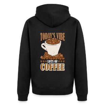 Today's Vibe, Lots Of Coffee - Unisex Premium Bio Zip Hoodie - Schwarz - Hinten - Nico (187cm)
