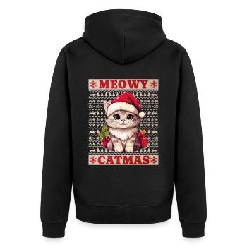 Chat Noël Merry Meowy Catmas Ugly Funny - Veste à capuche bio Premium Unisexe - noir - Dos - Nico (187cm)