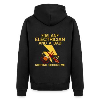 Je suis électricien et papa Rien ne me choque 4 - Veste à capuche bio Premium Unisexe - noir - Dos - Nico (187cm)