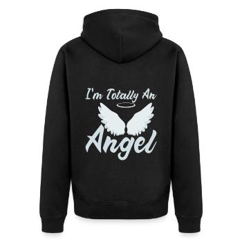 I'm Totally An Angel 4 - Unisex Premium Bio Zip Hoodie - Schwarz - Hinten - Nico (187cm)