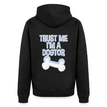 Trust Me I'm A Dogtor - Unisex Premium Bio Zip Hoodie - Schwarz - Hinten - Nico (187cm)
