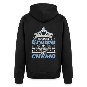 Tenez ma couronne pendant que je termine ma chimio 67 - Veste à capuche bio Premium Unisexe - noir - Dos - Nico (187cm)