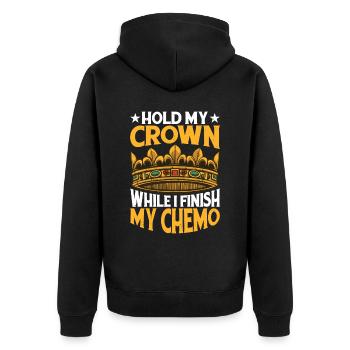 Tenez ma couronne pendant que je termine ma chimio 69 - Veste à capuche bio Premium Unisexe - noir - Dos - Nico (187cm)