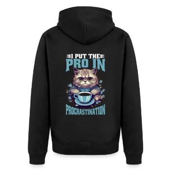 I Put The Pro In Procrastination 28 - Unisex Premium Organic Zip Hoodie - black - Back - Nico (187cm)