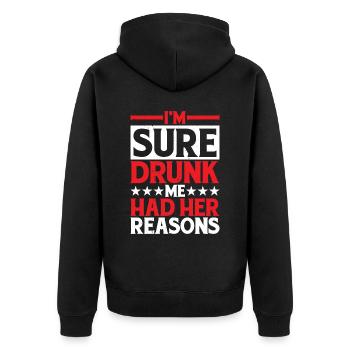 Je suis sûr que Drunk Me avait ses raisons 29 - Veste à capuche bio Premium Unisexe - noir - Dos - Nico (187cm)