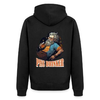 Piss Drinker 38 - Unisex Premium Bio Zip Hoodie - Schwarz - Hinten - Nico (187cm)