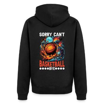 Sorry Can't Basketball Bye 4 - Unisex Premium Bio Zip Hoodie - Schwarz - Hinten - Nico (187cm)