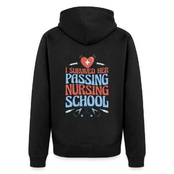 J’ai survécu à son décès à l’école d’infirmières 22 - Veste à capuche bio Premium Unisexe - noir - Dos - Nico (187cm)