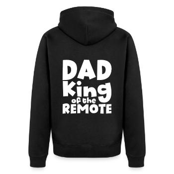 Dad King Of The Remote - Unisex Premium Organic Zip Hoodie - black - Back - Nico (187cm)