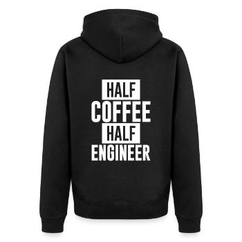 Half Coffee Half Engineer - Unisex Premium Organic Zip Hoodie - black - Back - Nico (187cm)