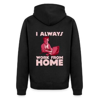 I Always Work From Home 2 - Unisex Premium Bio Zip Hoodie - Schwarz - Hinten - Nico (187cm)