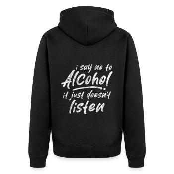 Je dis non à l’alcool ça n’écoute pas 3 - Veste à capuche bio Premium Unisexe - noir - Dos - Nico (187cm)