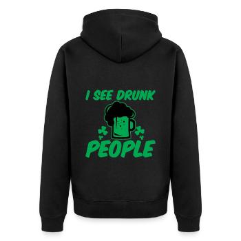 I See Drunk People 2 - Unisex Premium Organic Zip Hoodie - black - Back - Nico (187cm)
