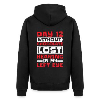 Without Chocolate, Lost Hearing In My Left Eye 5 - Unisex Premium Organic Zip Hoodie - black - Back - Nico (187cm)