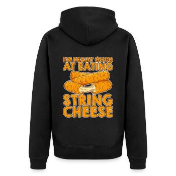 I'm Really Good At Eating String Cheese 2 - Unisex Premium Organic Zip Hoodie - black - Back - Nico (187cm)