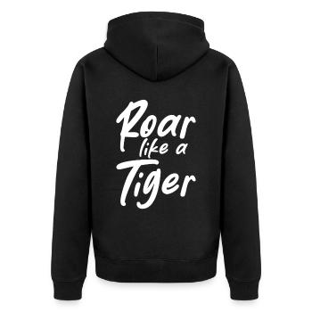 Roar Like A Tiger - Unisex Premium Bio Zip Hoodie - Schwarz - Hinten - Nico (187cm)