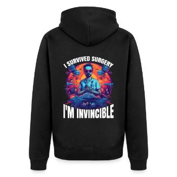 J’ai survécu à la chirurgie, je suis invincible 9 - Veste à capuche bio Premium Unisexe - noir - Dos - Nico (187cm)