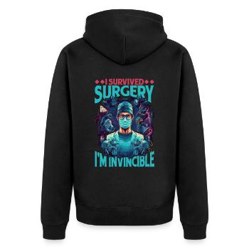 J’ai survécu à la chirurgie, je suis invincible 8 - Veste à capuche bio Premium Unisexe - noir - Dos - Nico (187cm)