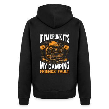 If I'm Drunk It's My Camping Friends' Fault 2 - Unisex Premium Bio Zip Hoodie - Schwarz - Hinten - Nico (187cm)