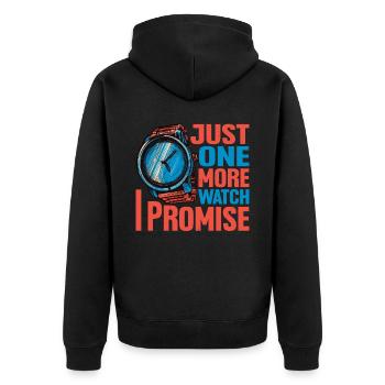Just One More Watch I Promise - Unisex Premium Bio Zip Hoodie - Schwarz - Hinten - Nico (187cm)