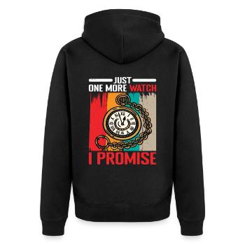 Just One More Watch I Promise 2 - Unisex Premium Bio Zip Hoodie - Schwarz - Hinten - Nico (187cm)