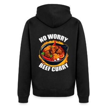 No Worry Beef Curry 5 - Unisex Premium Organic Zip Hoodie - black - Back - Nico (187cm)
