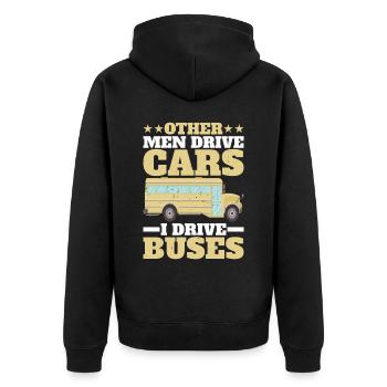 Other Men Drive Cars I Drive Buses 2 - Unisex Premium Organic Zip Hoodie - black - Back - Nico (187cm)