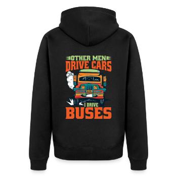 Other Men Drive Cars I Drive Buses - Unisex Premium Organic Zip Hoodie - black - Back - Nico (187cm)