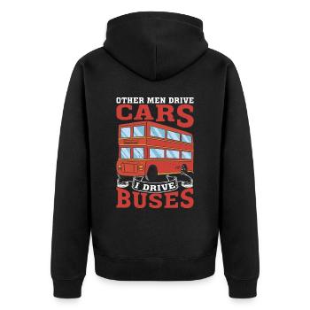 Other Men Drive Cars I Drive Buses 3 - Unisex Premium Organic Zip Hoodie - black - Back - Nico (187cm)