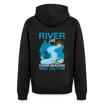 River Life Cause Beaches Be Salty 3 - Unisex Premium Organic Zip Hoodie - black - Back - Nico (187cm)