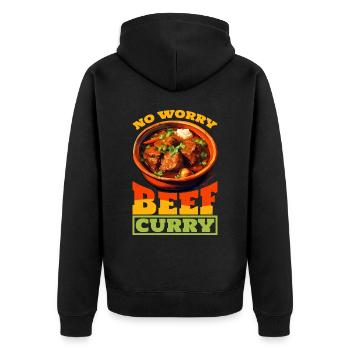 No Worry Beef Curry 4 - Unisex Premium Bio Zip Hoodie - Schwarz - Hinten - Nico (187cm)