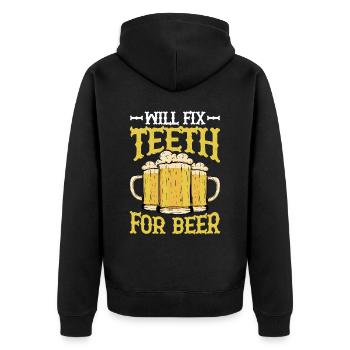 Will Fix Teeth For Beer 2 - Unisex Premium Organic Zip Hoodie - black - Back - Nico (187cm)